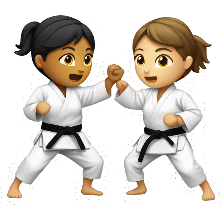 Two Girls fighting doing judo black belt emoji