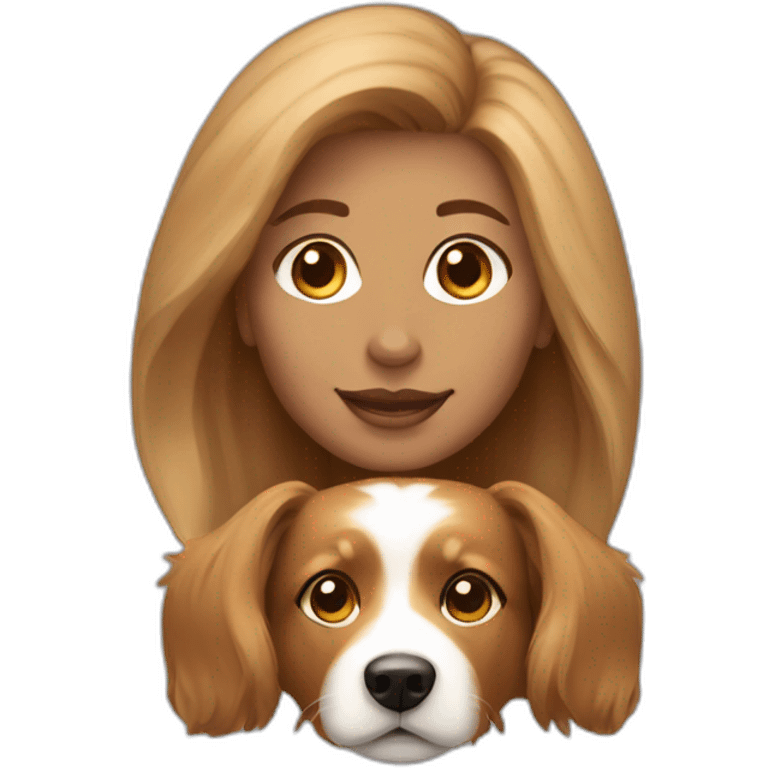 light-broun hair yong woman with a sheltie dog emoji