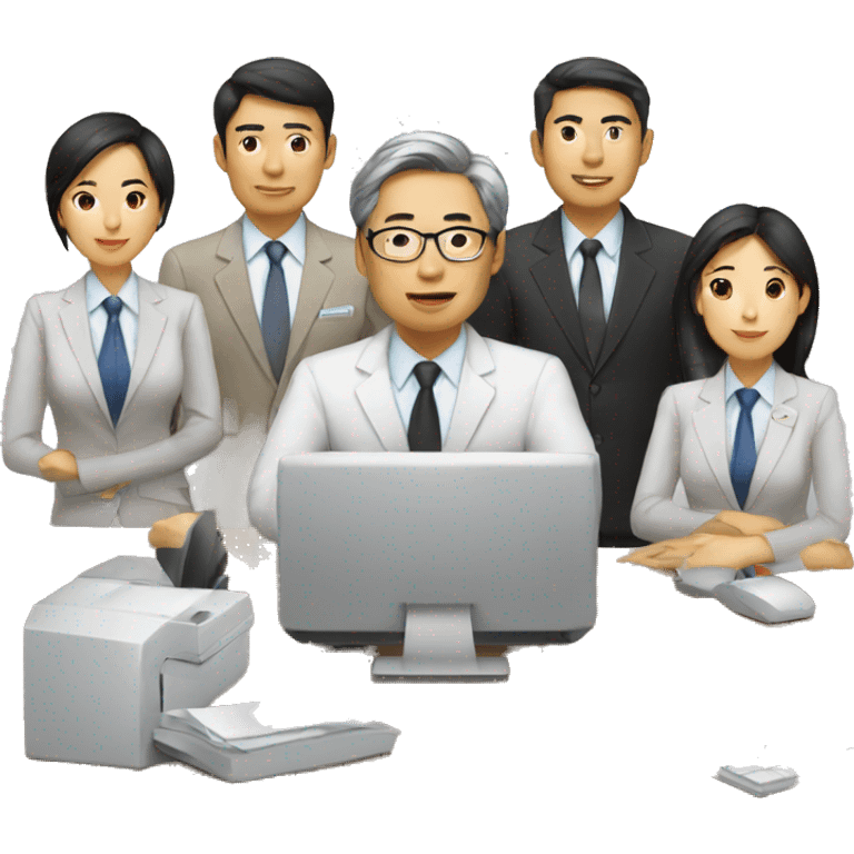 asian team managing office team emoji