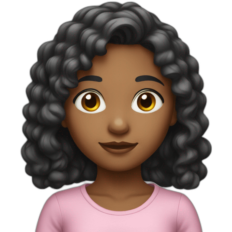 medium skin-young girl-with Hair curled  black emoji