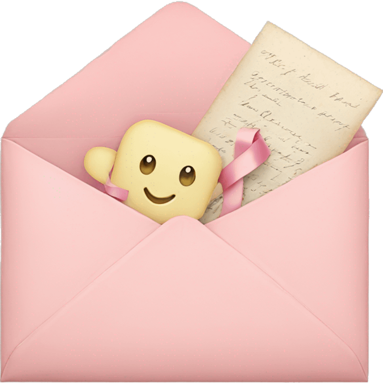 vintage love letters in envelope tied with a baby pink ribbon  emoji