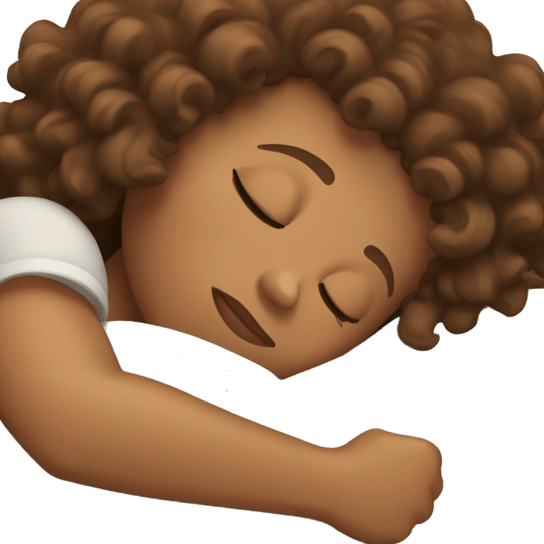 Brown colored curly hair girl sleeping emoji