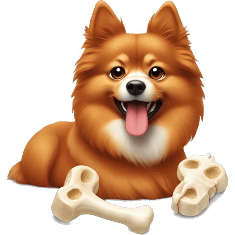 red spitz chews a bone emoji