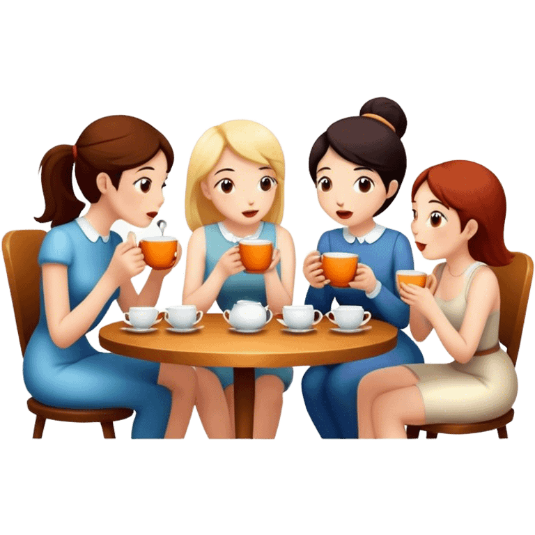 friends drinking tea and gossiping emoji