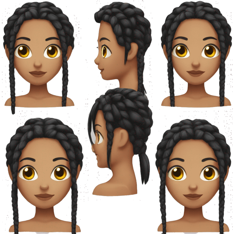 cute spicy girl with black braids emoji