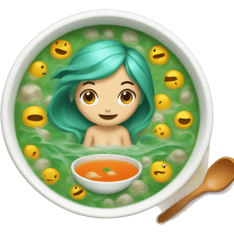 Soup with mermaid inside emoji