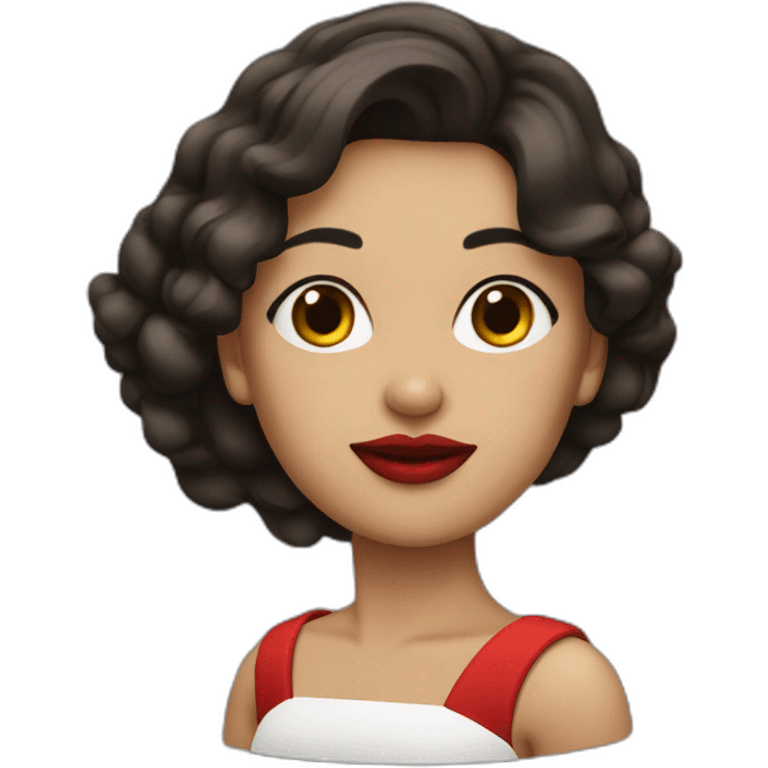 mujer de cabello corto oscuro con labios rojos emoji