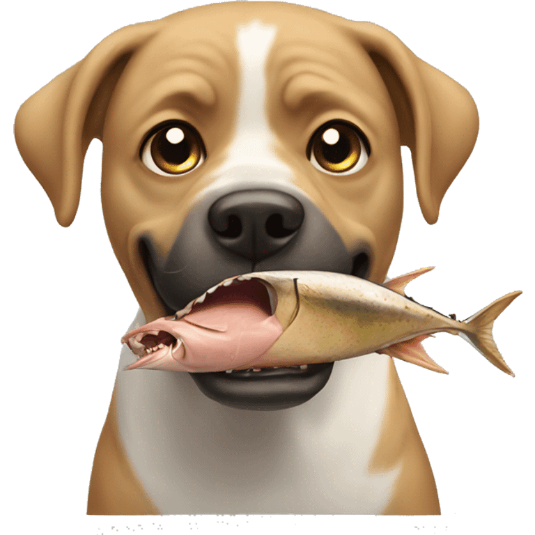 tuna eating dog emoji