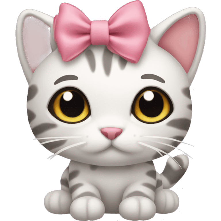 Stuffed animal cat with bow emoji