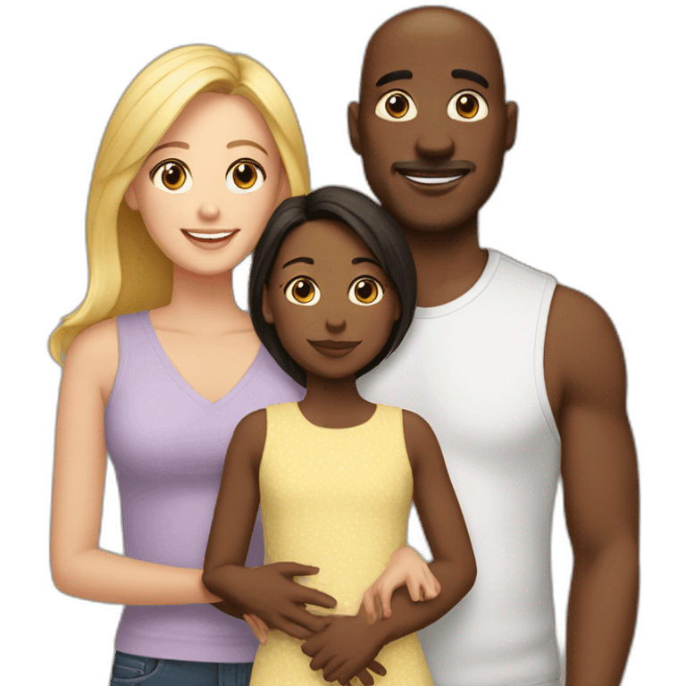 interracial couple with daughter emoji