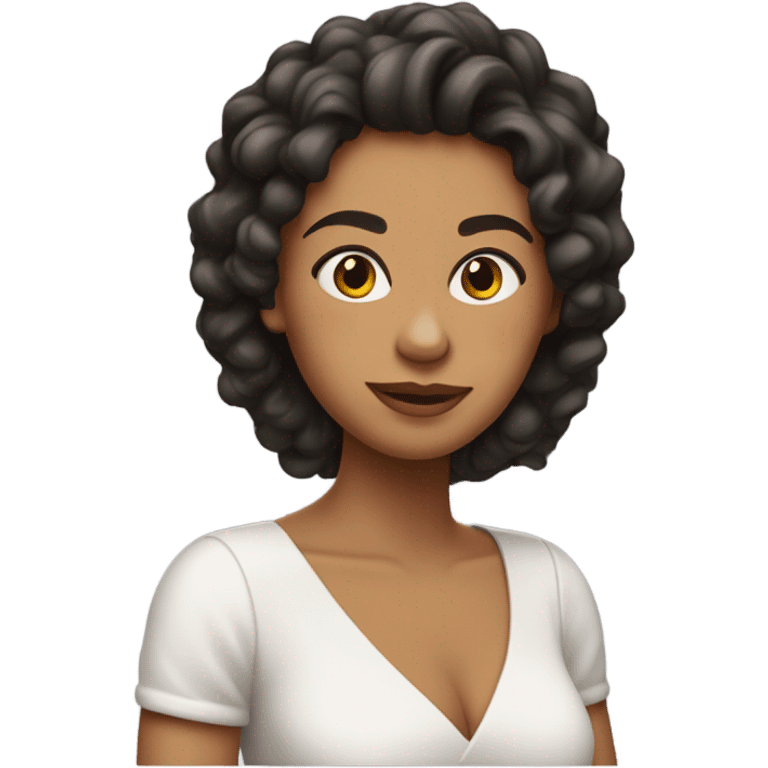 Chica morena clara pelo rizado emoji