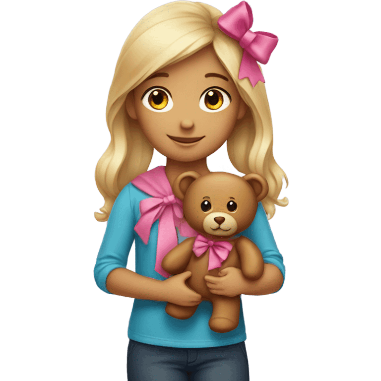 Girl teddy bear with bow  emoji