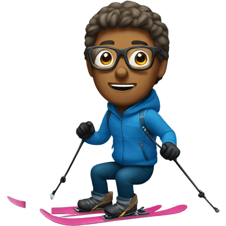 guy under tree with glasses skiing emoji