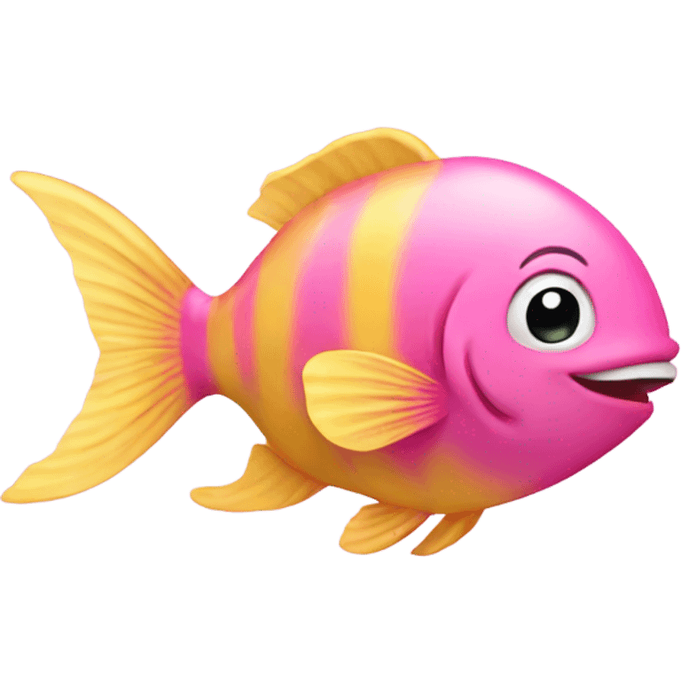 Happy fish in pink and yellow  emoji