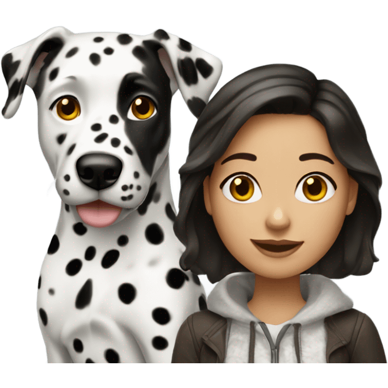 brunette with Dalmatian emoji