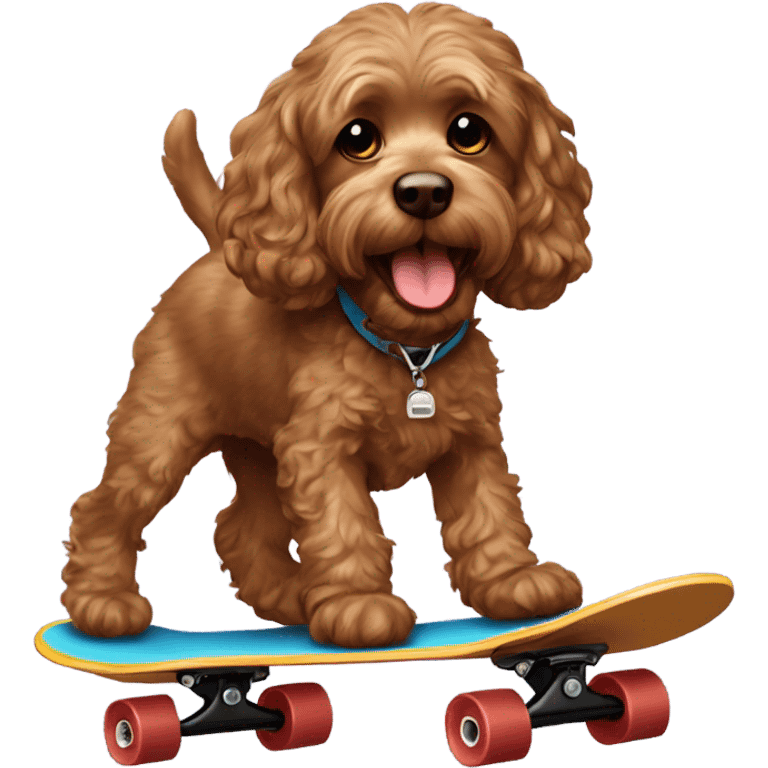 Brown Cockapoo on a skateboard emoji