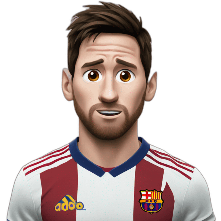 Messi with fear face emoji