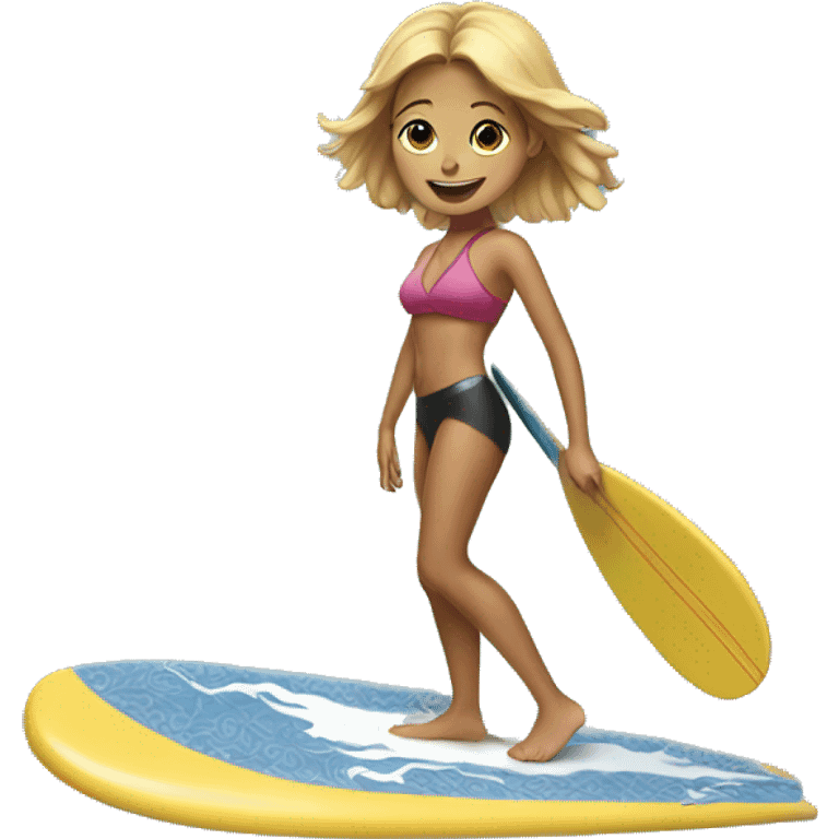 Heidi on a surfboard  emoji