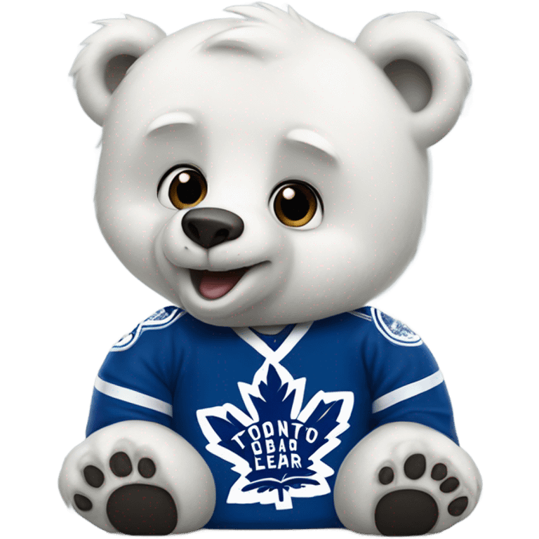 Polar bear wearing Toronto maple leaf emoji