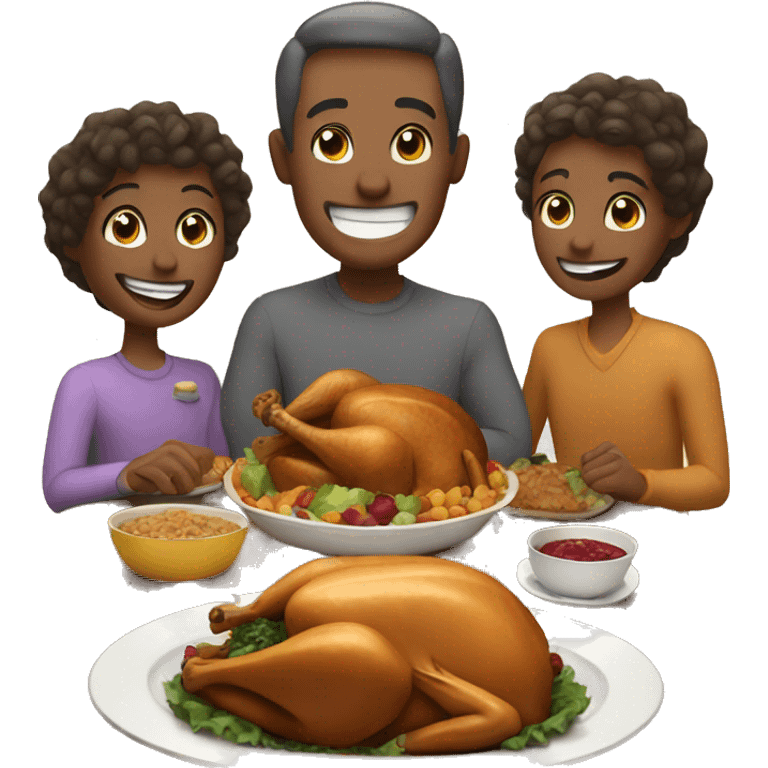 Family of teeth having a thanksgiving meal emoji