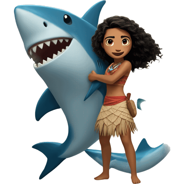 Moana with shark head emoji