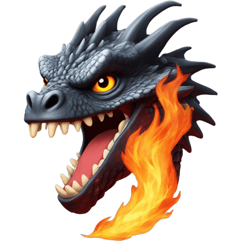 Head of Drogon spit with fire emoji