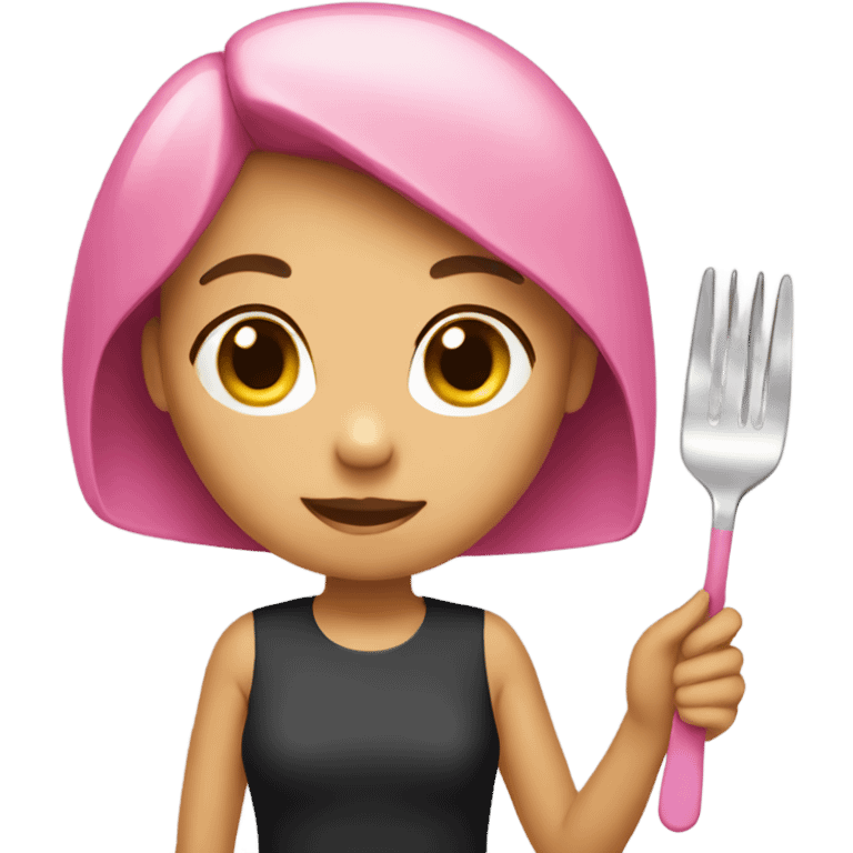 Girl with pink fork emoji