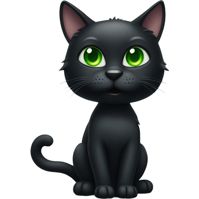 Black cat with green eyes emoji