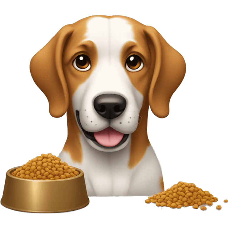 dog with kibble in front of him emoji