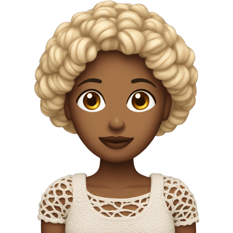 Mulher fazendo crochet emoji