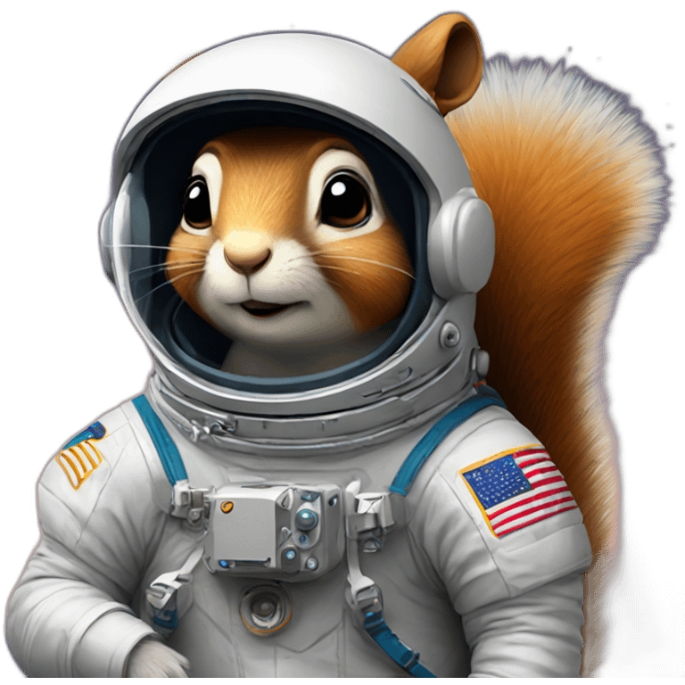 astronaut squirrel looking pensively at the night sky emoji