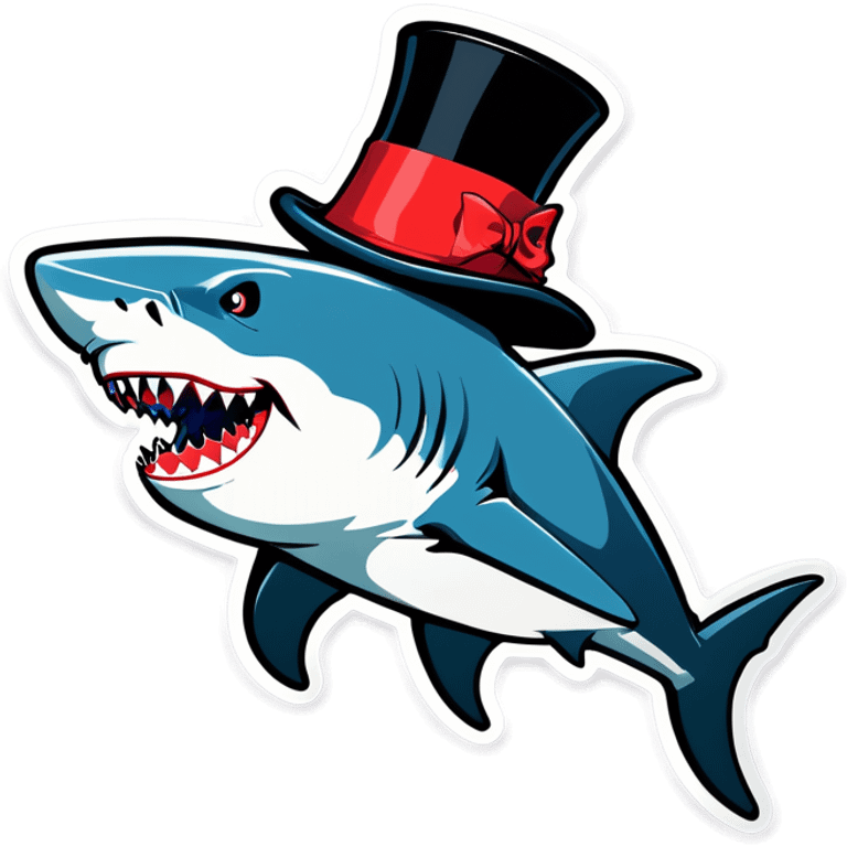 Shark with a top hat emoji