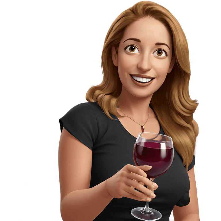 smiling girl with wine glass emoji