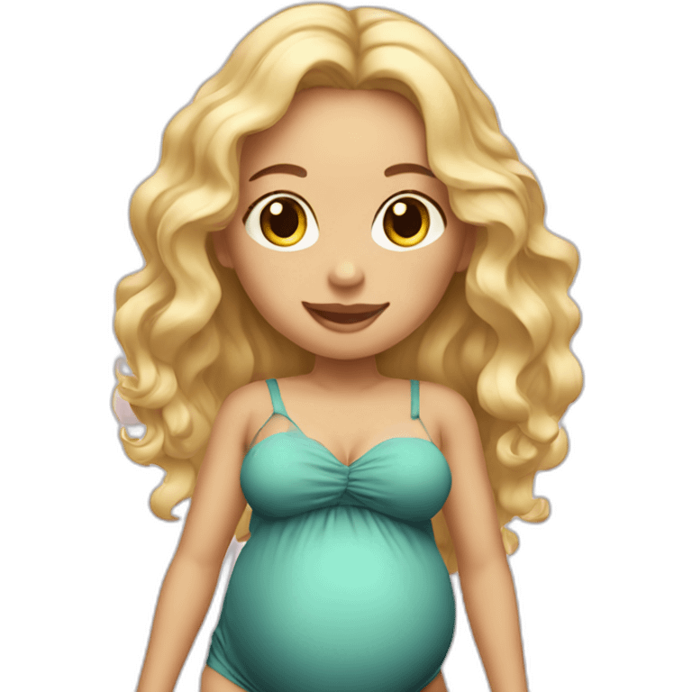 adorable pregnant blond full body women with beach-wave-hair emoji