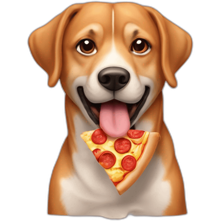 Un chien qui mange de la pizza emoji