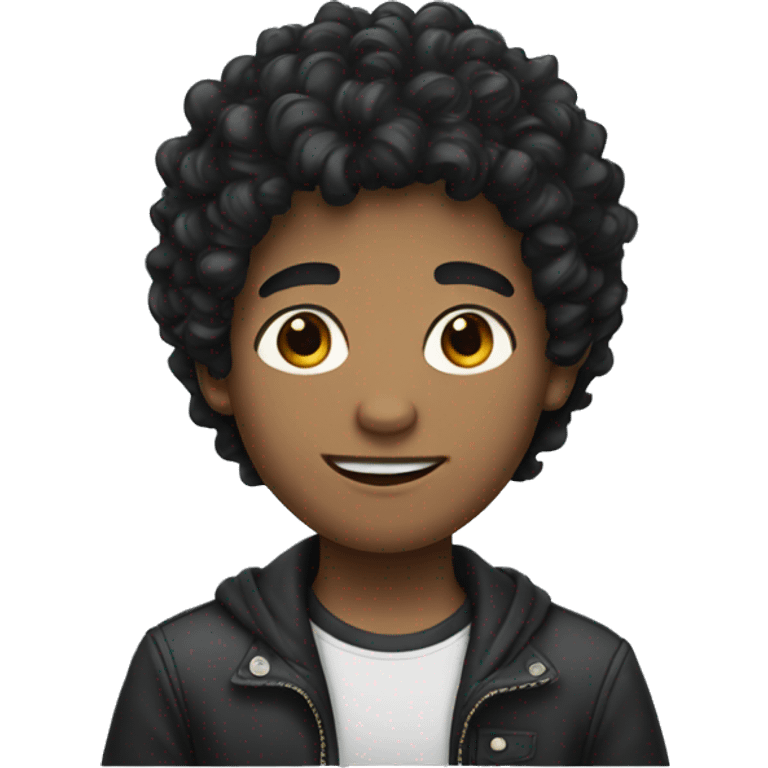 a boy with black curly hair emoji