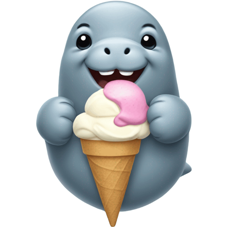 Manatee eating ice cream emoji