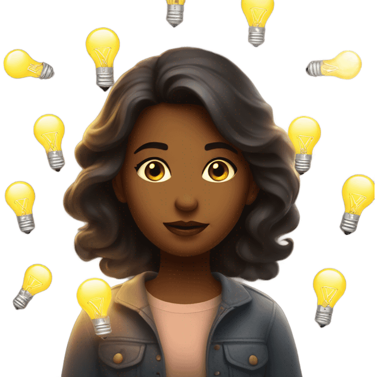 Girl-thinking-with-Bulb-lights emoji