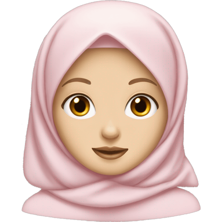 White girl wearing hijab and soft pink bow emoji