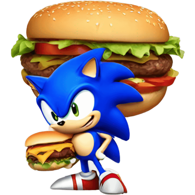 sonic the hedgehog holding burger emoji