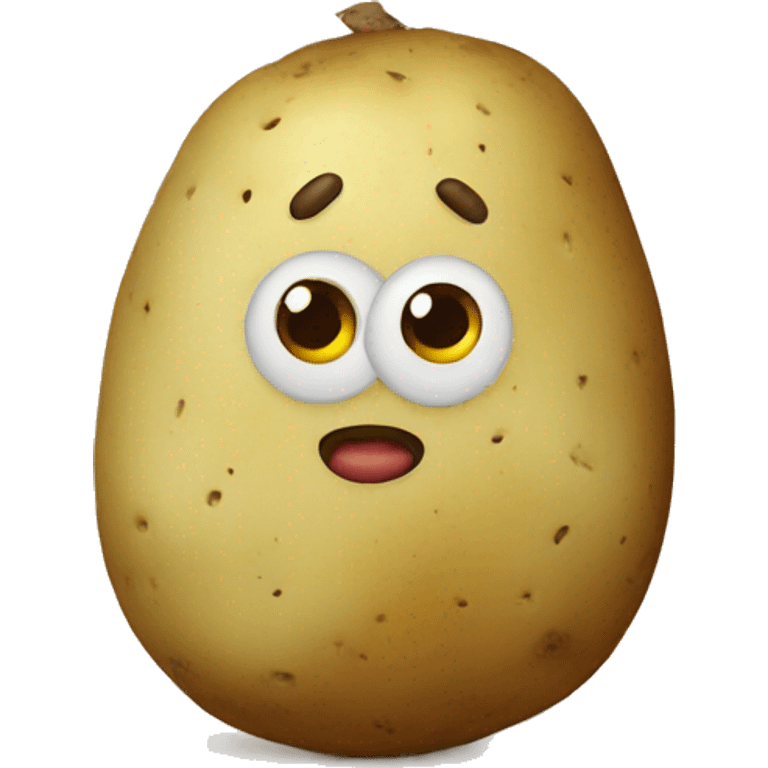 A potato with  eyes and mouth emoji