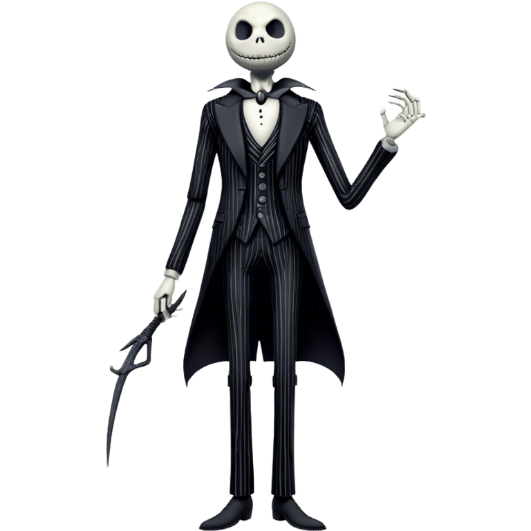 Full body view Cinematic 3D ultra realistic 32K HD image of Jack skellington, stunning detail as though captured in a timeless photograph, rich textures, visually rich, so lifelike that it feels like it could leap off the page at any moment emoji