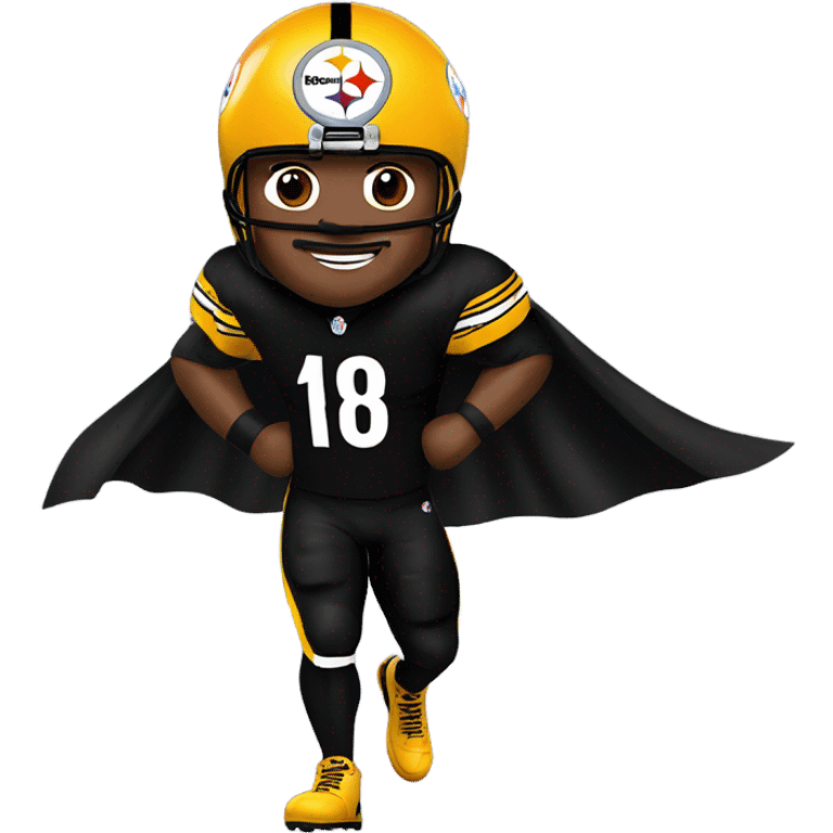 Pittsburgh Steelers player in uniform with black cape. emoji