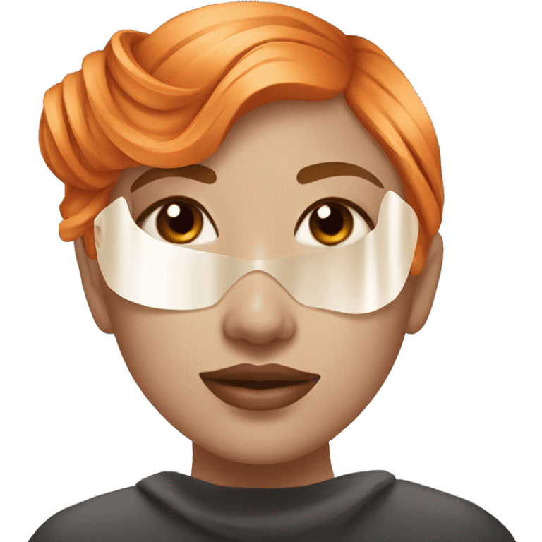 Girl with orange hair with face mask spa beauty full face relaxing emoji