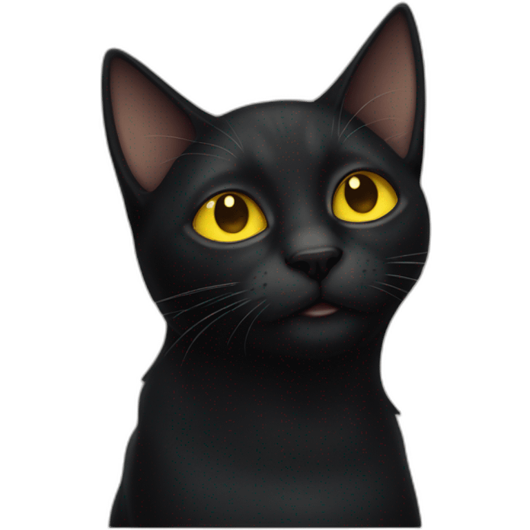 black cat with big yellow eyes emoji