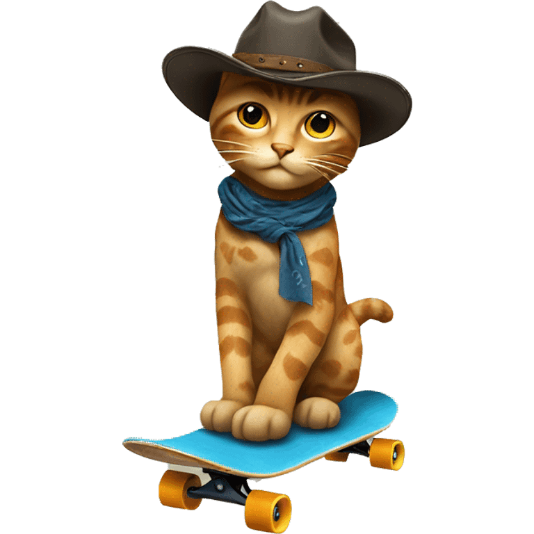 a cool cowboy cat on skateboard emoji