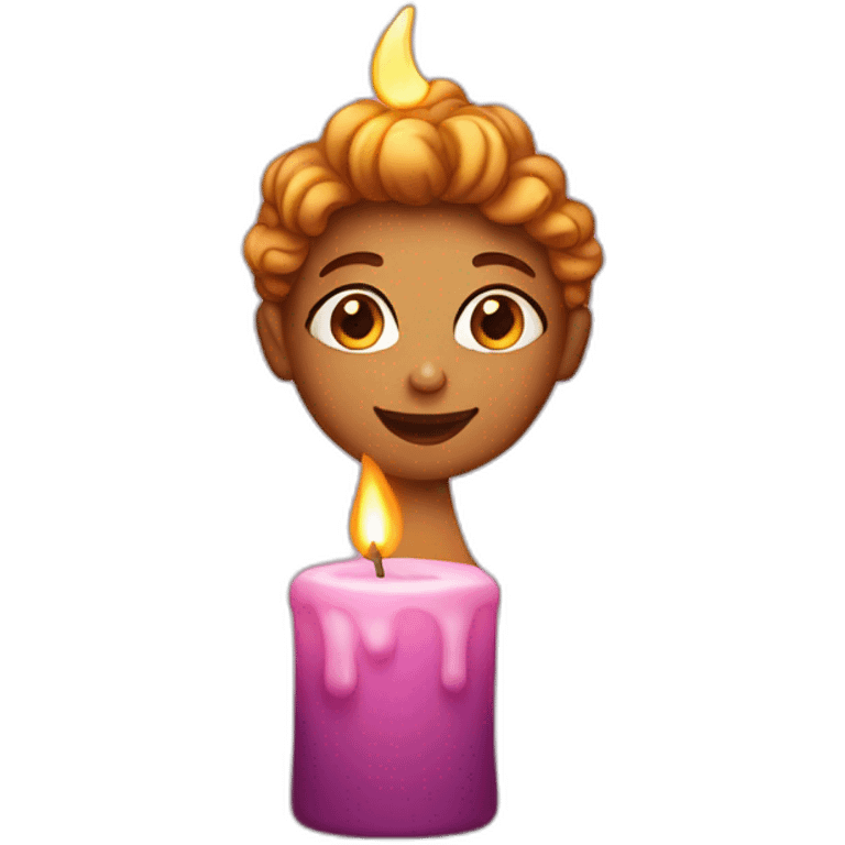 candle with light curly girl emoji