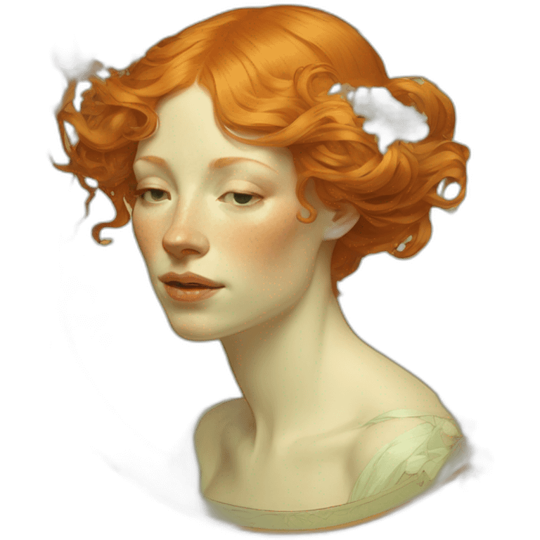 Ginger woman alphonse mucha emoji