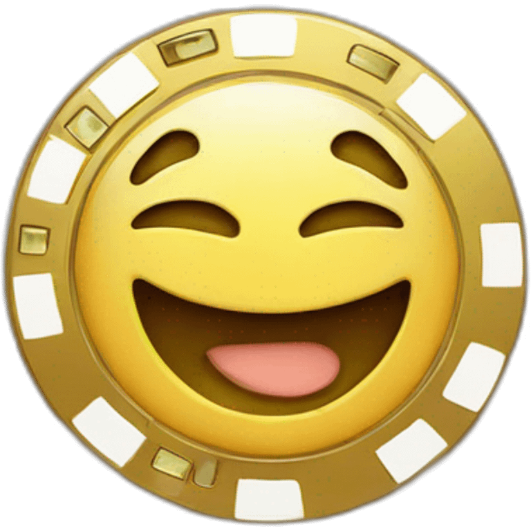 a casino chip with cartoon face emoji