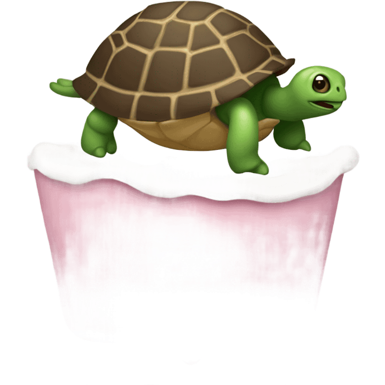 Un moño rosa con una tortuga de color blanco emoji